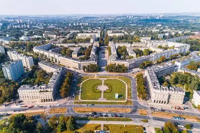 Plac Centralny from the air, Nowa Huta, Krakow